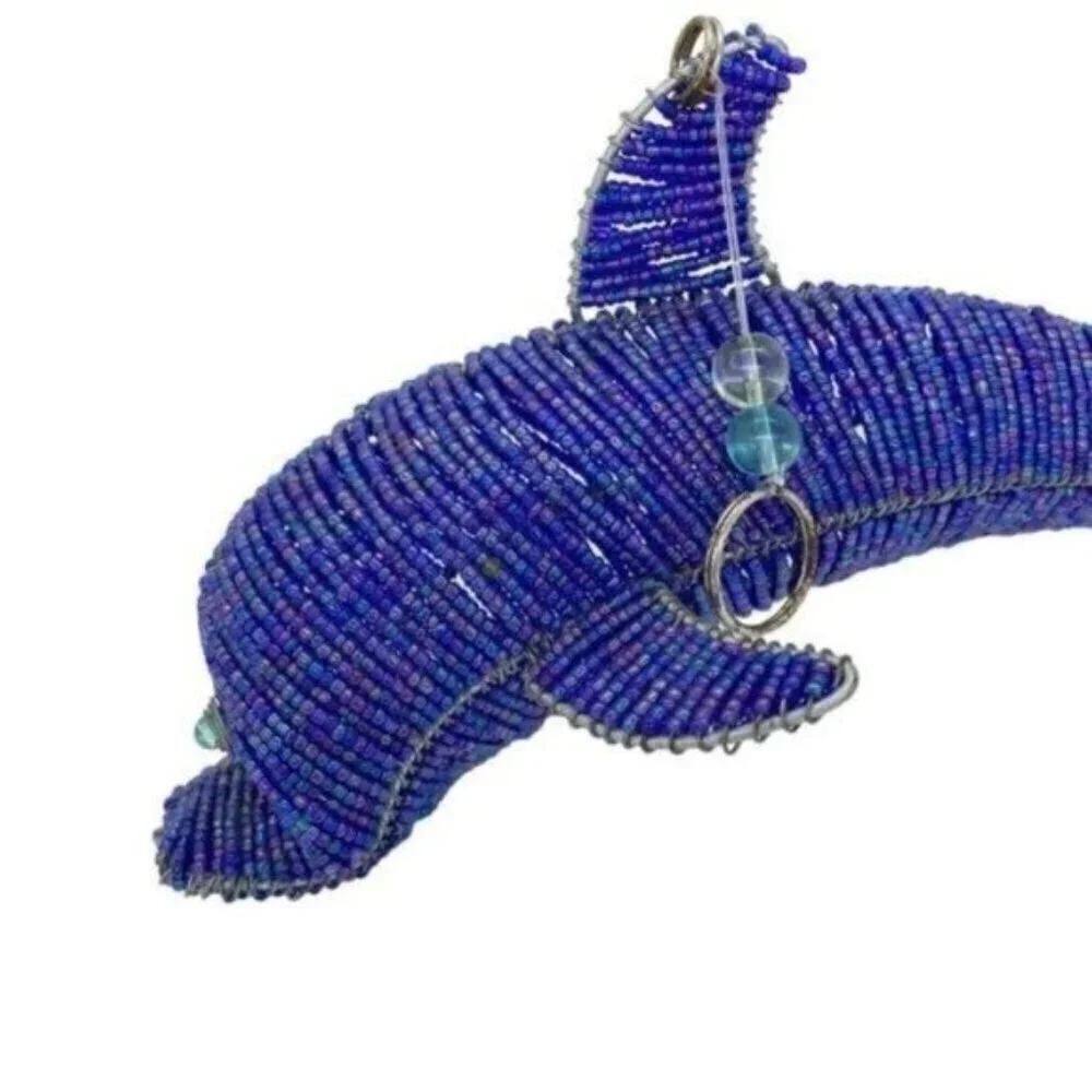 Beadworx Glass Beaded Dolphin Wire Sculpture